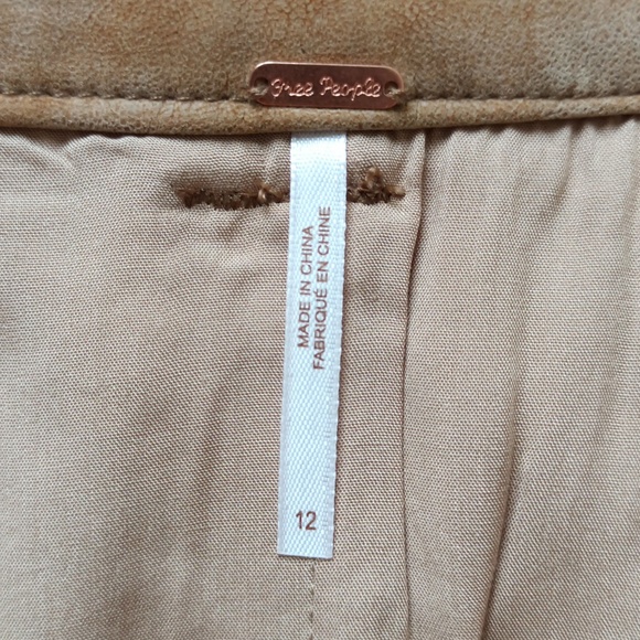 NWT Free People Distressed Tan / Camel Suede-Like Mini Skirt - Picture 7 of 10